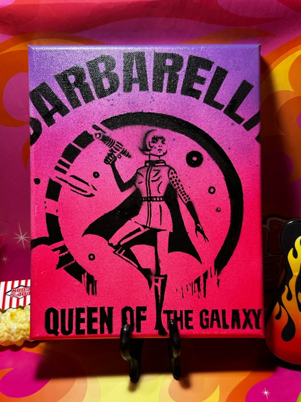 ⚡️Graffiti BARBARELLA POP ART HOMBRE QUEEN OF THE GALAXY ART PAINTING 8x10x1”